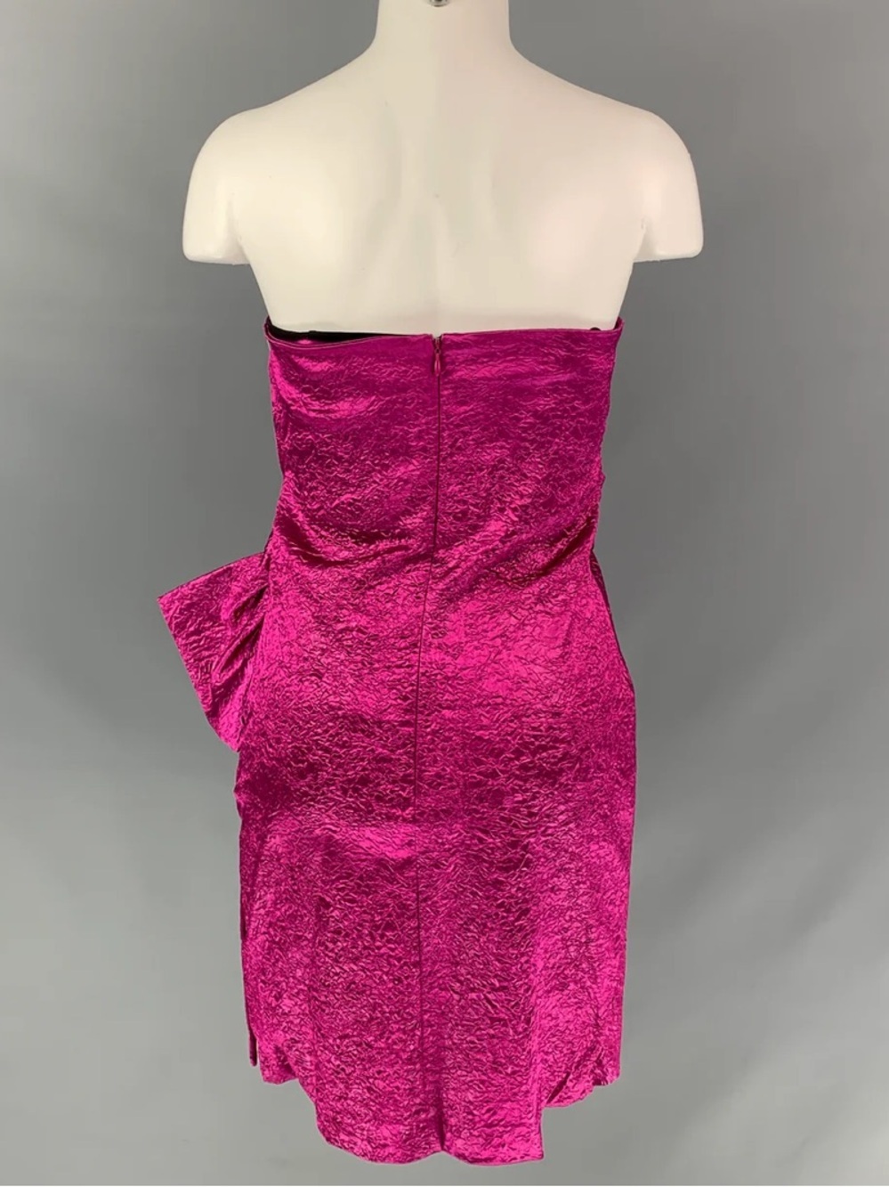 Ronny Kobo Magenta Metallic Carolayna Strapless Ruched Bow Mini Dress Size S NWT - Picture 10 of 10